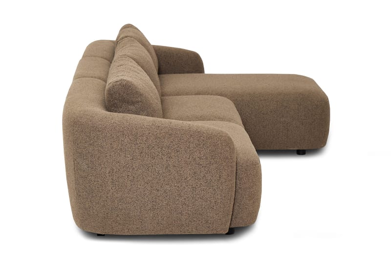 Milano avrundet 5-seters høyrevendt L-sofa med lav rygg i brun bouclé - Møbler - Sofaer - Sofa med sjeselong