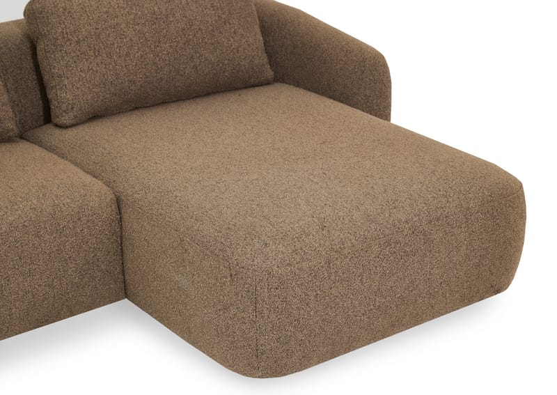 Milano avrundet 5-seters høyrevendt L-sofa med lav rygg i brun bouclé - Møbler - Sofaer - Sofa med sjeselong