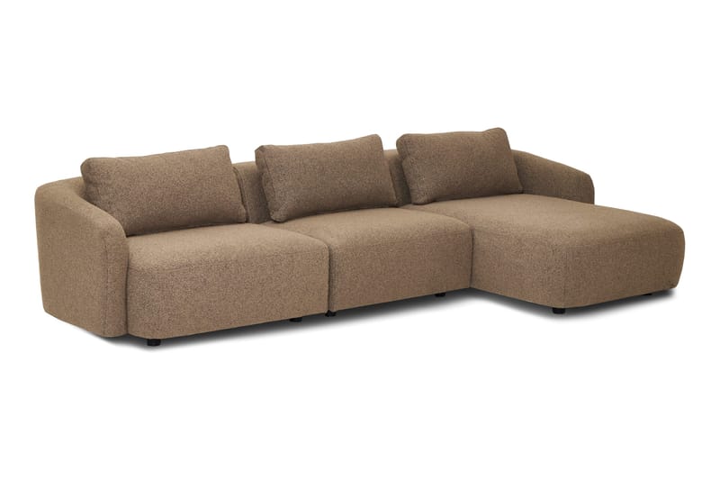 Milano avrundet 5-seters høyrevendt L-sofa med lav rygg i brun bouclé - Møbler - Sofaer - Sofa med sjeselong
