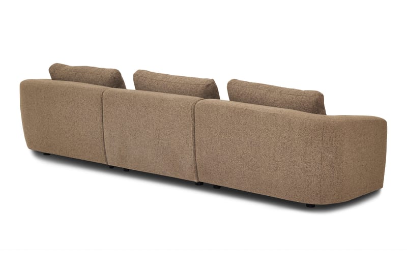 Milano avrundet 5-seters høyrevendt L-sofa med lav rygg i brun bouclé - Møbler - Sofaer - Sofa med sjeselong