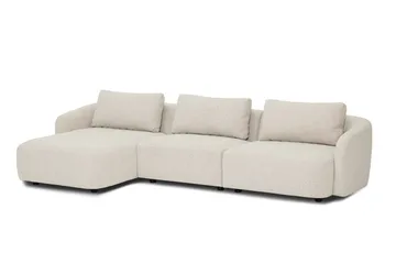 Milano avrundet 5-seters venstrevendt L-sofa med lav rygg i beige bouclé - Beige - Møbler - Sofaer - Sofa med sjeselong