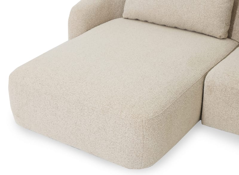 Milano avrundet 5-seters venstrevendt L-sofa med lav rygg i beige bouclé - Møbler - Sofaer - Sofa med sjeselong