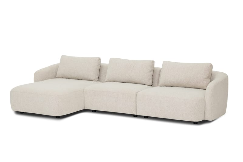 Milano avrundet 5-seters venstrevendt L-sofa med lav rygg i beige bouclé - Møbler - Sofaer - Sofa med sjeselong