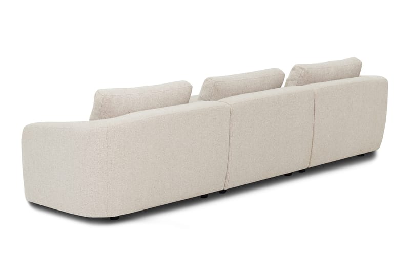 Milano avrundet 5-seters venstrevendt L-sofa med lav rygg i beige bouclé - Møbler - Sofaer - Sofa med sjeselong