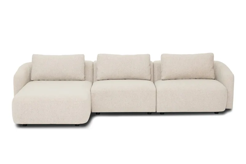 Milano avrundet 5-seters venstrevendt L-sofa med lav rygg i beige bouclé, undefined