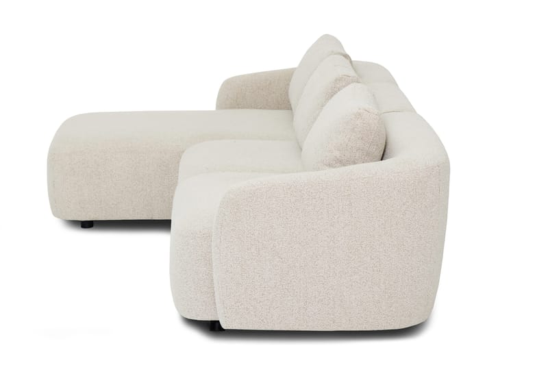 Milano avrundet 5-seters venstrevendt L-sofa med lav rygg i beige bouclé - Møbler - Sofaer - Sofa med sjeselong