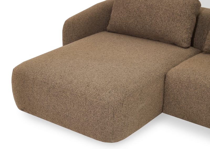Milano avrundet 5-seters venstrevendt L-sofa med lav rygg i brun bouclé - Møbler - Sofaer - Sofa med sjeselong