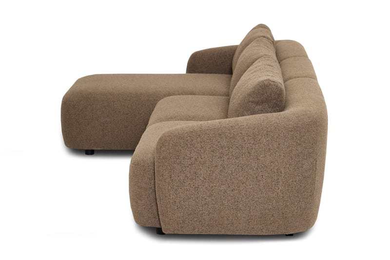 Milano avrundet 5-seters venstrevendt L-sofa med lav rygg i brun bouclé - Møbler - Sofaer - Sofa med sjeselong