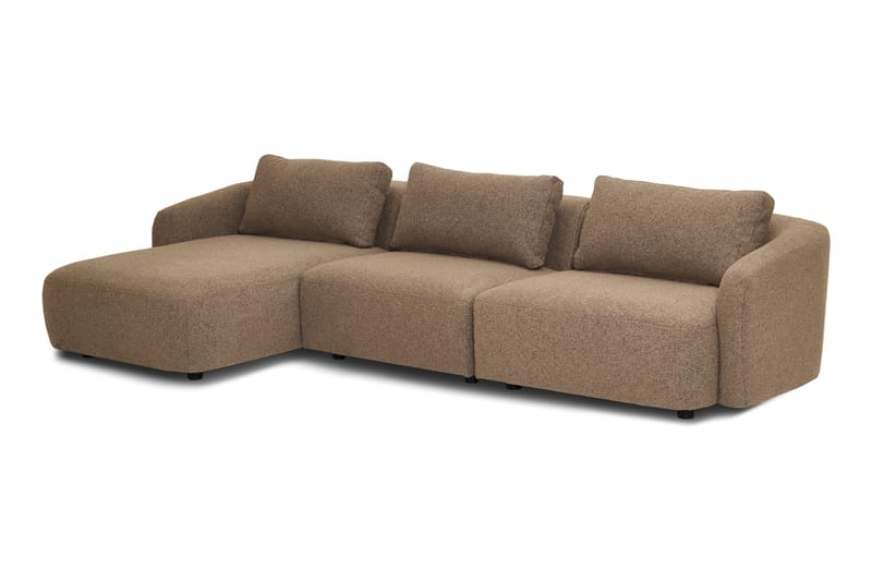 Milano avrundet 5-seters venstrevendt L-sofa med lav rygg i brun bouclé - Møbler - Sofaer - Sofa med sjeselong