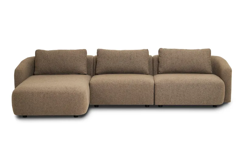 Milano avrundet 5-seters venstrevendt L-sofa med lav rygg i brun bouclé, undefined