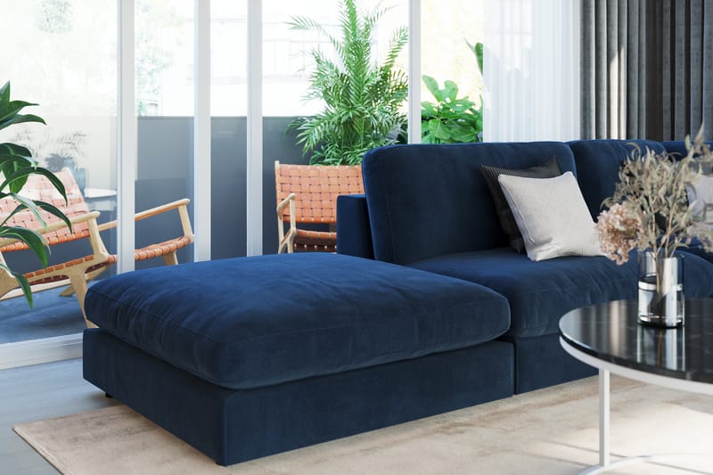 Arken 1-seters Divanmodul i Fløyel - Blå - Møbler - Sofaer - Modulsofaer - Øvrige moduler for modulsofa
