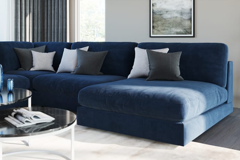 Arken 1-seters Divanmodul i Fløyel - Blå - Møbler - Sofaer - Modulsofaer - Øvrige moduler for modulsofa