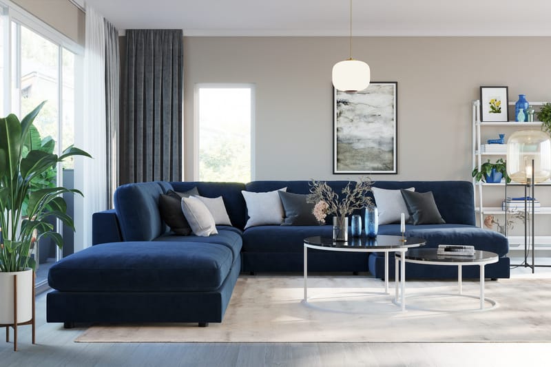 Arken 1-seters Divanmodul i Fløyel - Blå - Møbler - Sofaer - Modulsofaer - Øvrige moduler for modulsofa