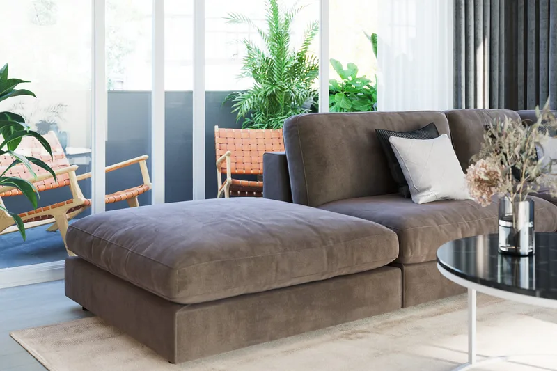 Arken 1-seters Divanmodul i Fløyel - Brun - Møbler - Sofaer - Modulsofaer - Øvrige moduler for modulsofa