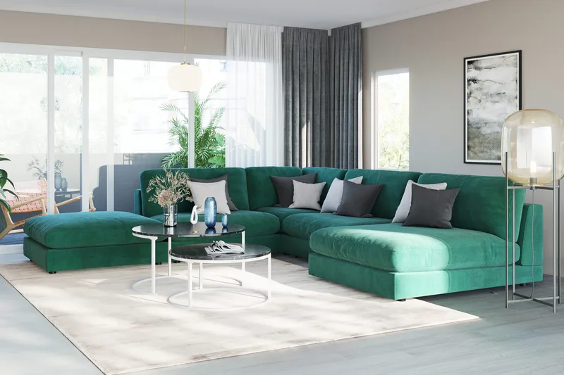 Arken 1-seters Divanmodul i Fløyel - Grønn - Møbler - Sofaer - Modulsofaer - Øvrige moduler for modulsofa