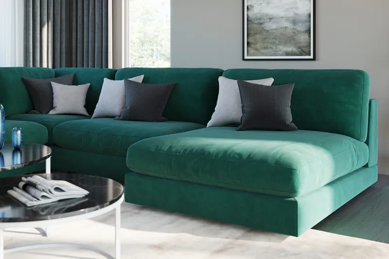 Arken 1-seters Divanmodul i Fløyel - Grønn - Møbler - Sofaer - Modulsofaer - Øvrige moduler for modulsofa