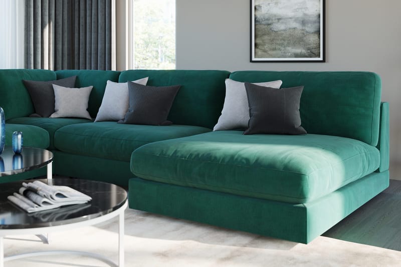 Arken 1-seters Divanmodul i Fløyel - Grønn - Møbler - Sofaer - Modulsofaer - Øvrige moduler for modulsofa