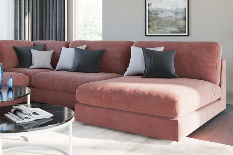Arken 1-seters Divanmodul i Fløyel - Rosa - Møbler - Sofaer - Modulsofaer - Øvrige moduler for modulsofa