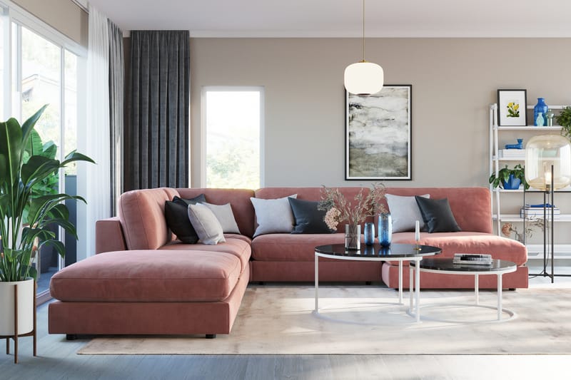 Arken 1-seters Divanmodul i Fløyel - Rosa - Møbler - Sofaer - Modulsofaer - Øvrige moduler for modulsofa