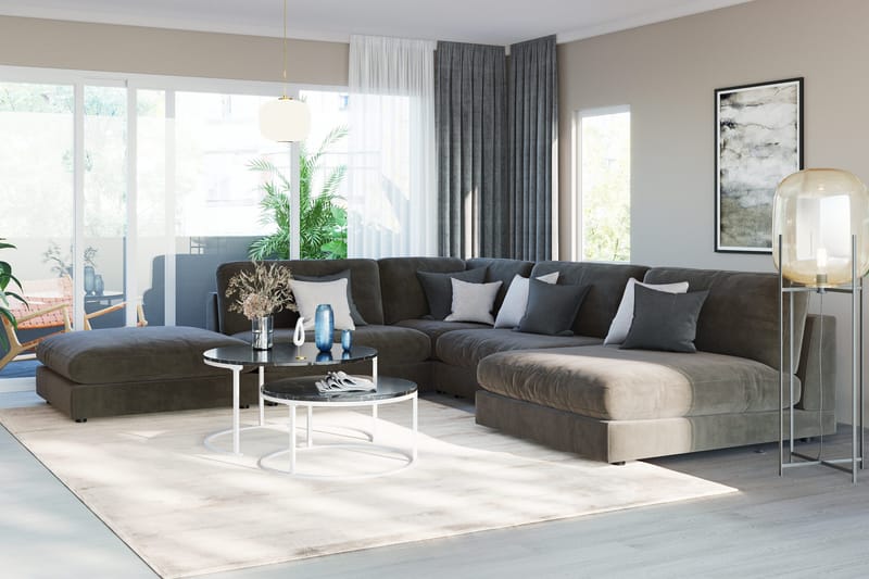 Arken 2-seters Divanmodul i Fløyel - Mørk grå - Møbler - Sofaer - Modulsofaer - Øvrige moduler for modulsofa