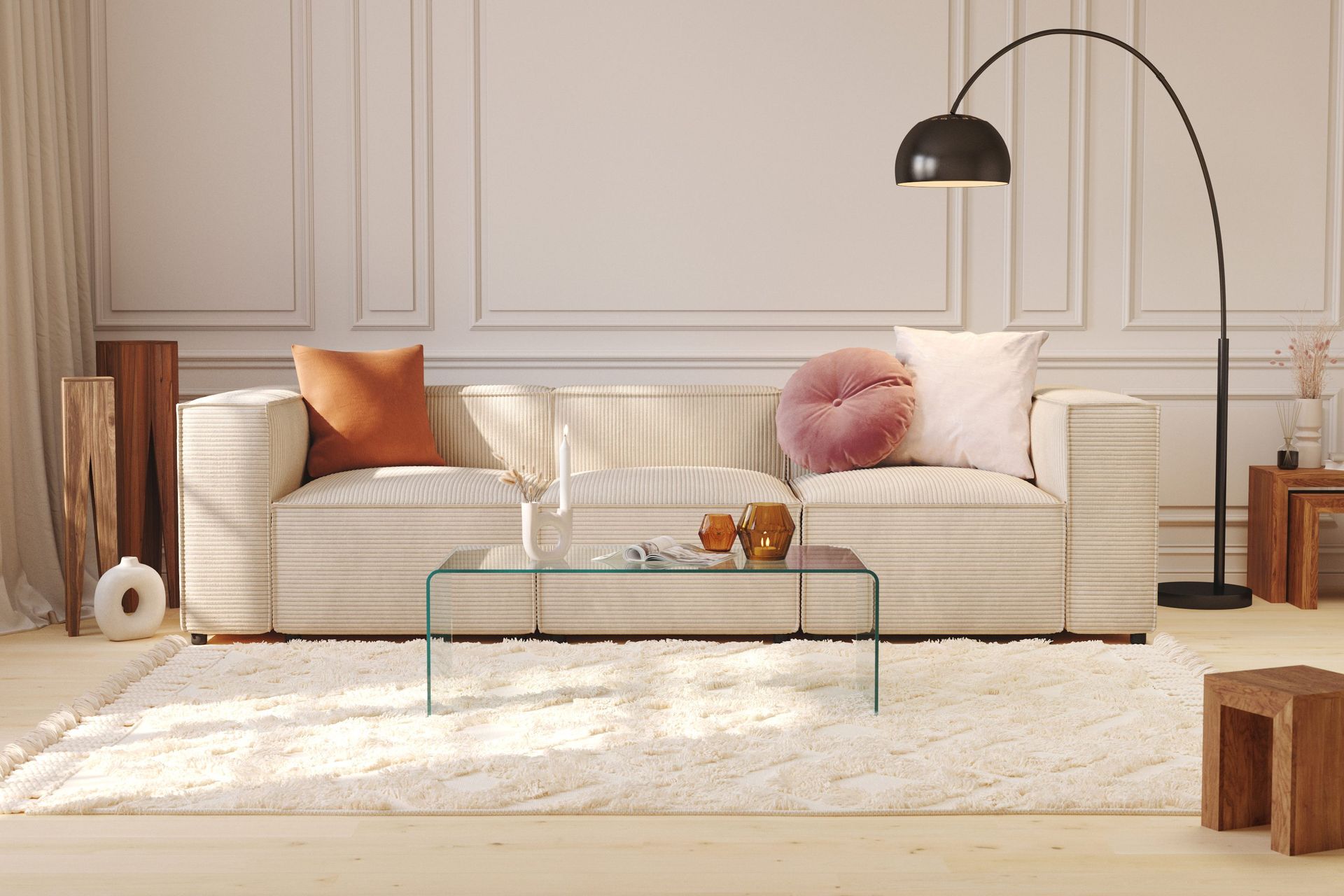 Cubo 1-seters Høyremodul i Manchester 108 cm bred - Beige