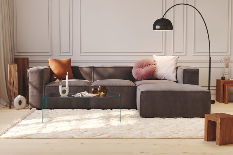Cubo 1-seters Rektangulær Fotskammelmodul i Fløyel 80 cm bred - Mørk grå - Møbler - Sofaer - Modulsofaer - Øvrige moduler for modulsofa