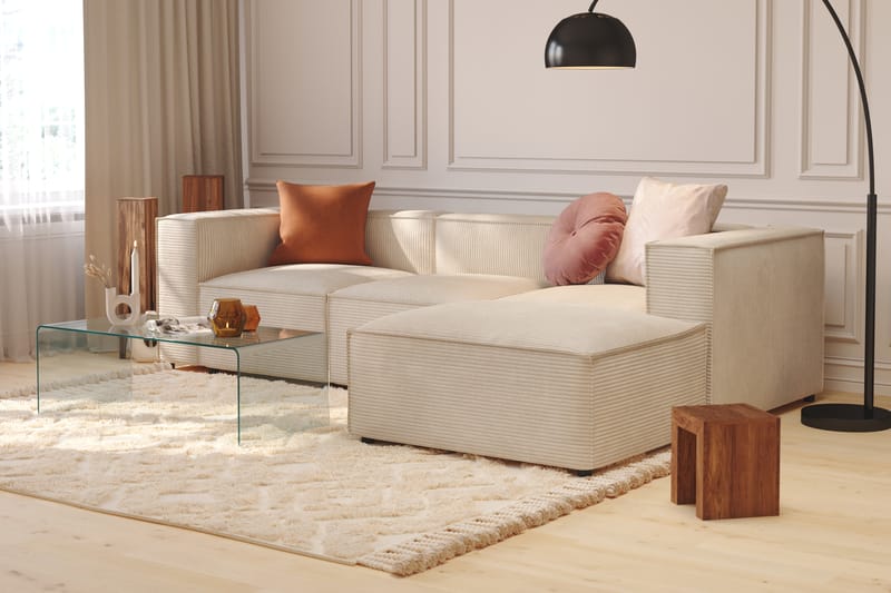 Cubo 1-seters Rektangulær Fotskammelmodul i Manchester 80 cm bred - Beige - Møbler - Sofaer - Modulsofaer - Øvrige moduler for modulsofa