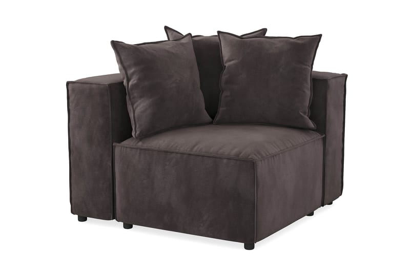 Cubo 1-seters Venstremodul i Fløyel 108 cm bred - Mørk grå - Møbler - Sofaer - Modulsofaer - Øvrige moduler for modulsofa
