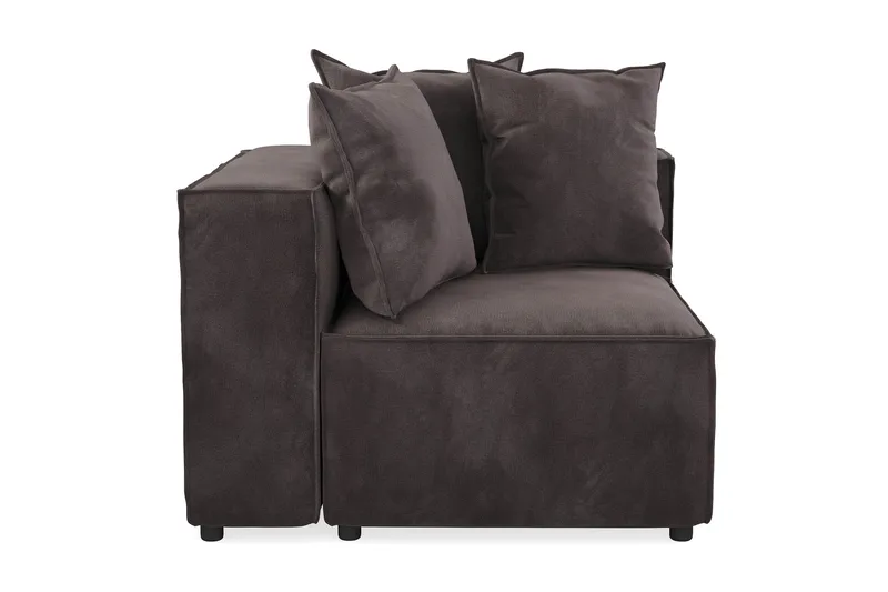 Cubo 1-seters Venstremodul i Fløyel 108 cm bred - Mørk grå - Møbler - Sofaer - Modulsofaer - Øvrige moduler for modulsofa