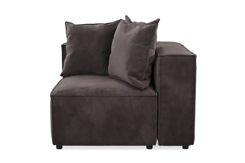 Cubo 1-seters Venstremodul i Fløyel 108 cm bred - Mørk grå - Møbler - Sofaer - Modulsofaer - Øvrige moduler for modulsofa
