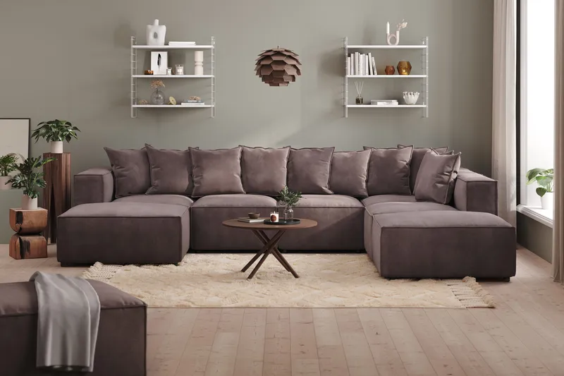 Cubo 1-seters Venstremodul i Fløyel 108 cm bred - Mørk grå - Møbler - Sofaer - Modulsofaer - Øvrige moduler for modulsofa