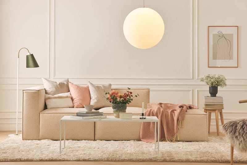 Cubo 1-seters Venstremodul i Stoff 108 cm bred, Beige