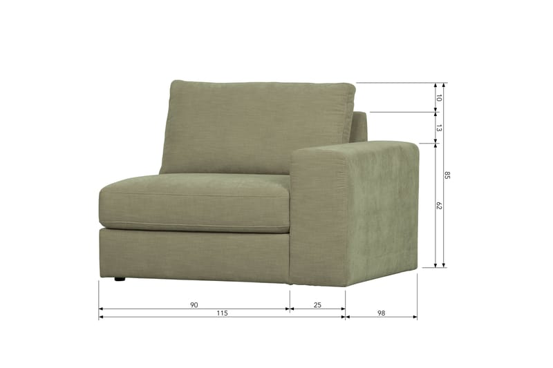 Kielstra Høyremodul - Grønn - Møbler - Sofaer - Modulsofaer - Øvrige moduler for modulsofa
