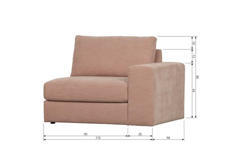 Kielstra Høyremodul - Rosa - Møbler - Sofaer - Modulsofaer - Øvrige moduler for modulsofa