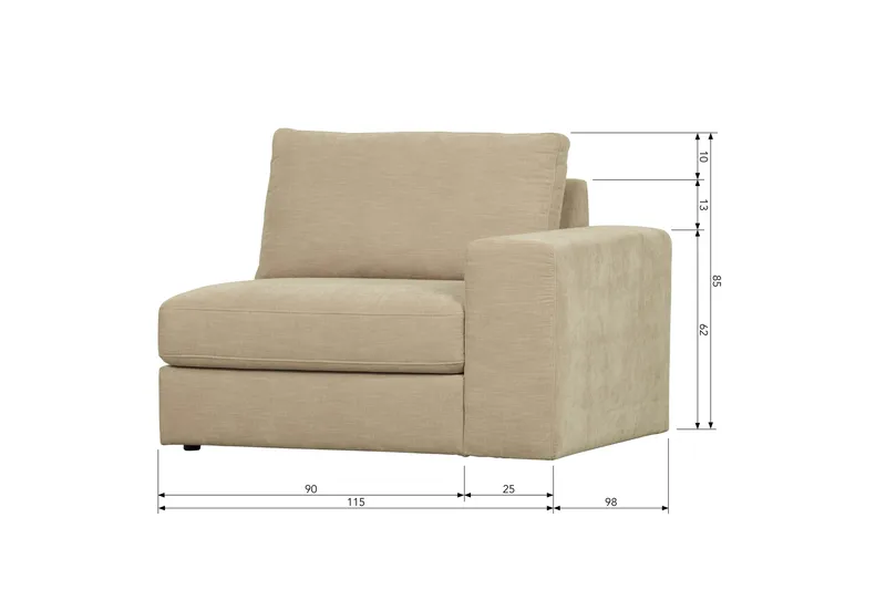 Kielstra Høyremodul - Sand - Møbler - Sofaer - Modulsofaer - Øvrige moduler for modulsofa