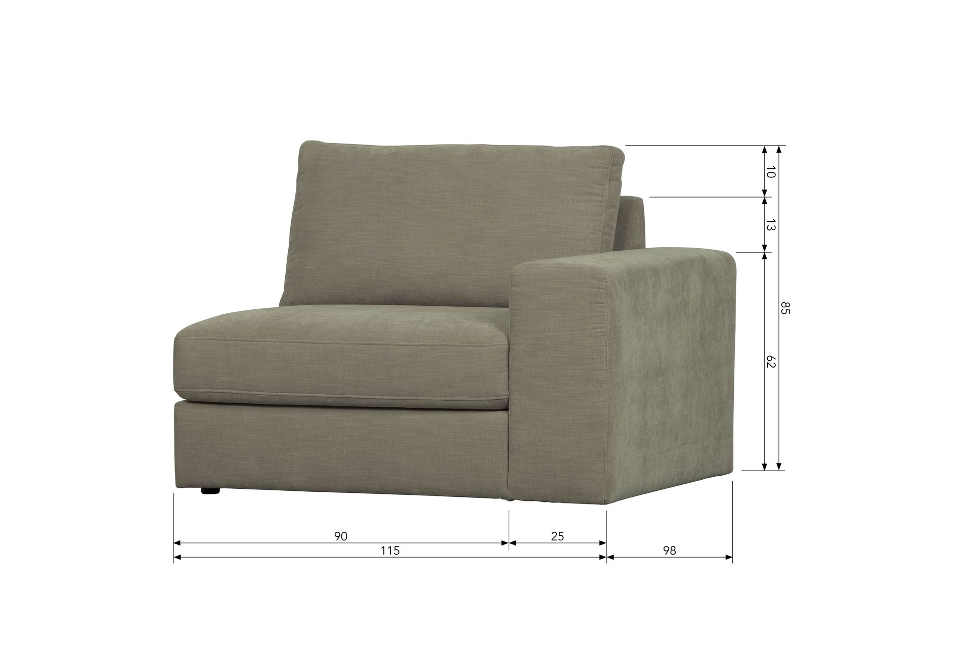Kielstra Høyremodul - Varmgrå - Møbler - Sofaer - Modulsofaer - Øvrige moduler for modulsofa