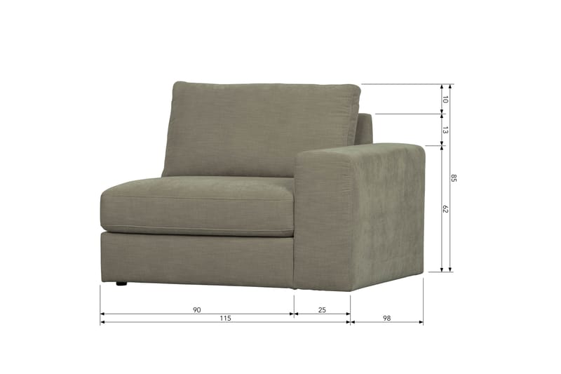 Kielstra Høyremodul - Varmgrå - Møbler - Sofaer - Modulsofaer - Øvrige moduler for modulsofa