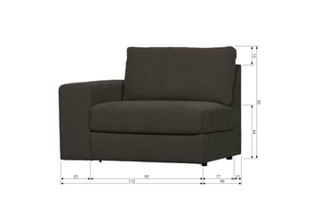 Kielstra Venstremodul - Antrasitt - Møbler - Sofaer - Modulsofaer - Øvrige moduler for modulsofa
