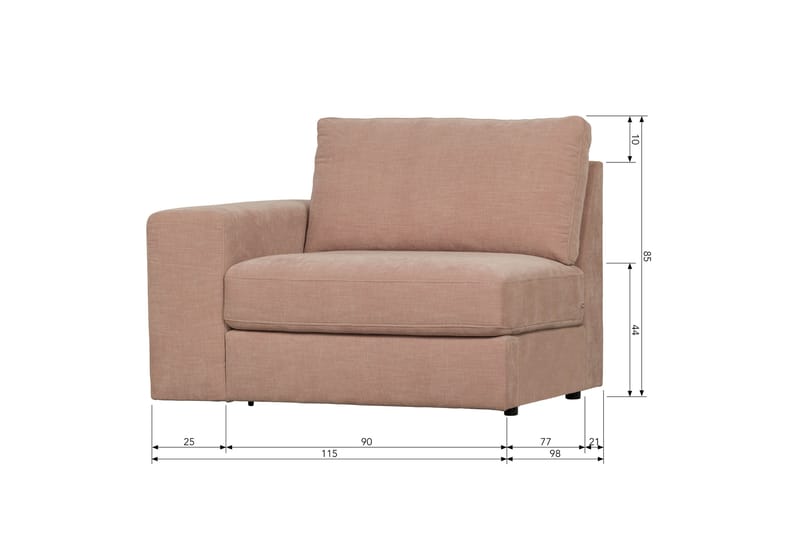 Kielstra Venstremodul - Rosa - Møbler - Sofaer - Modulsofaer - Øvrige moduler for modulsofa