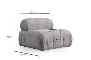 Belgin Midtmodul 95 cm - Lys grå - Møbler - Sofaer - Modulsofaer - Midtmodul