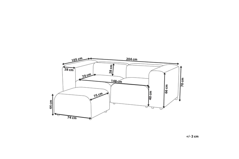 Brenden Modulsofa 2-seter - Beige - Møbler - Sofaer - Modulsofaer - Komplett modulsofa