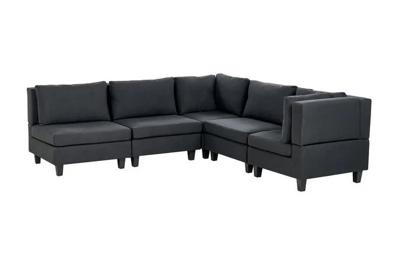 Buck 5-seter L-formet Modulsofa i Stoff, Svart