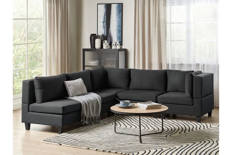 Buck 5-seter L-formet Modulsofa i Stoff - Svart - Møbler - Sofaer - Modulsofaer - Komplett modulsofa