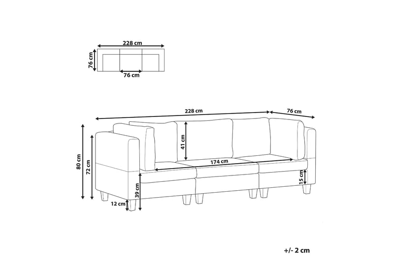 Buck Modulsofa 3-seter - Grå/Svart - Møbler - Sofaer - Modulsofaer - Komplett modulsofa