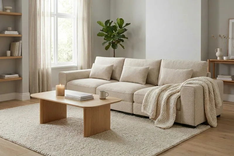 Dubai 3-seters sofa ekstra dyp i Chenille - Beige - Møbler - Sofaer - Modulsofaer - Komplett modulsofa
