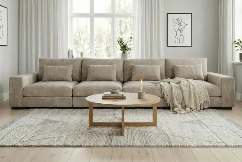 Dubai 4-seters sofa ekstra dyp i Chenille - Brun - Møbler - Sofaer - Modulsofaer - Komplett modulsofa