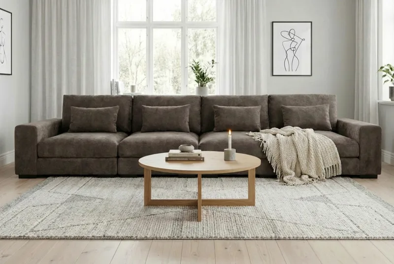 Dubai 4-seters sofa ekstra dyp i Chenille - Mørkebrun - Møbler - Sofaer - Modulsofaer - Komplett modulsofa
