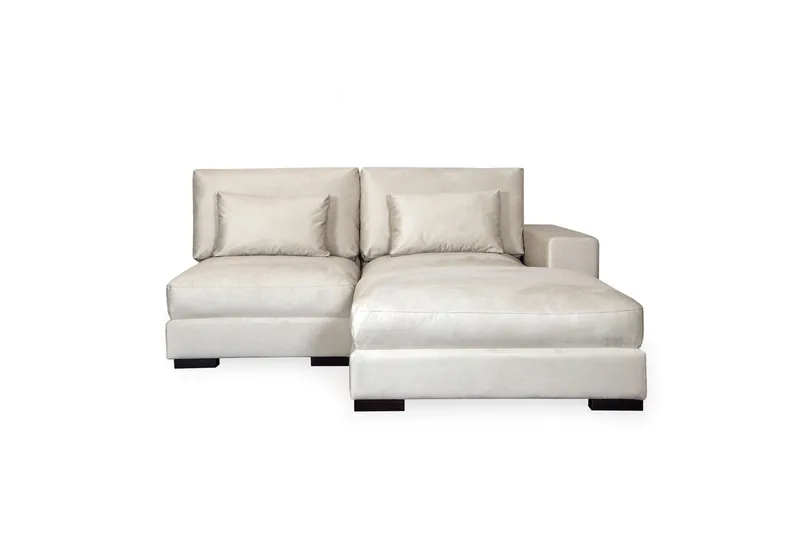 Dubai divansofa høyre fløyel ekstra dyp, Hvit