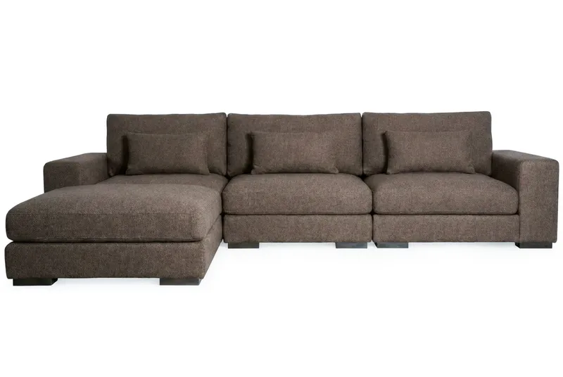 Dubai Ekstra dyp 4-seters modulsofa med divan høyre i stoff ekstra dyp, Beige