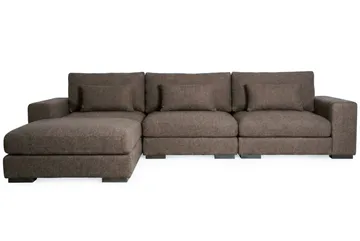 Dubai Ekstra dyp 4-seters modulsofa med divan høyre i stoff ekstra dyp - Mørkebrun - Møbler - Sofaer - Modulsofaer - Komplett modulsofa